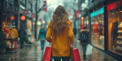 Shopping Addiction captures the struggle between consumerism and the pursuit of minimalism, highlighting society's shift towards addressing compulsive buying behaviors as a concern. Ai generated - obrazy, fototapety, plakaty