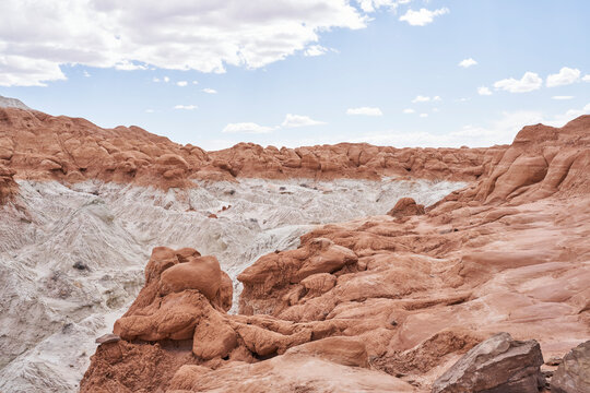 The red and white rocks of the Paria Rimrocks Toadstool Hoodoos 