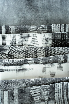 Paper landscape, layers of mono print paper
