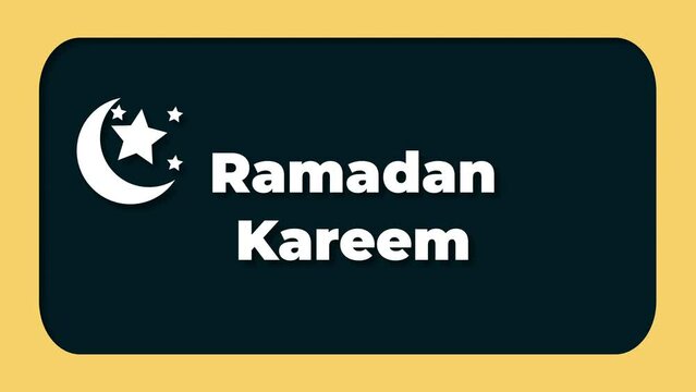 Ramadan Kareem text Animation with crescent and stars, 4K Footage Islamic video.