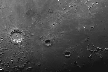 Photo of the lunar surface through an amateur telescope. Craters Copernicus, Reinhold, Lansberg,...