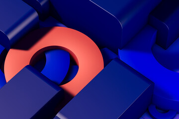 A group of blue and orange circles on a blue background