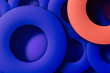 A group of blue and orange circles on a blue background