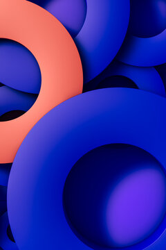 A group of blue and orange circles on a blue background