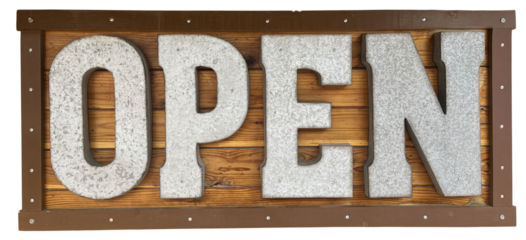 Open Sign on Wood Planks