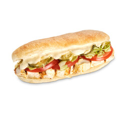 sandwich with chicken and vegetables isolate on white background
