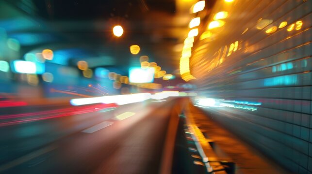 Abstract light background City road light, night highway lights, traffic with highway road motion lights