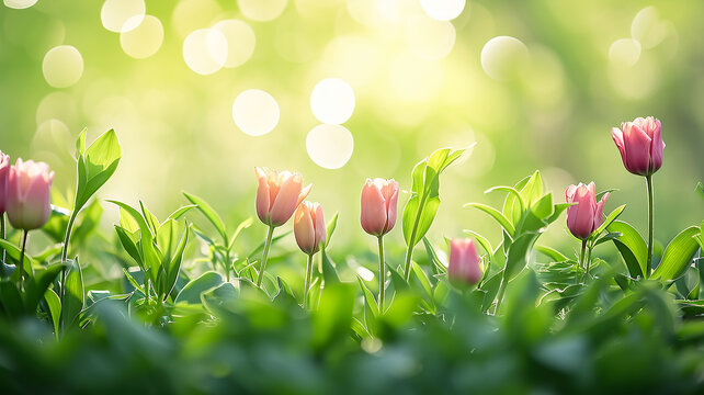 Spring flowers tulips, greeting card background