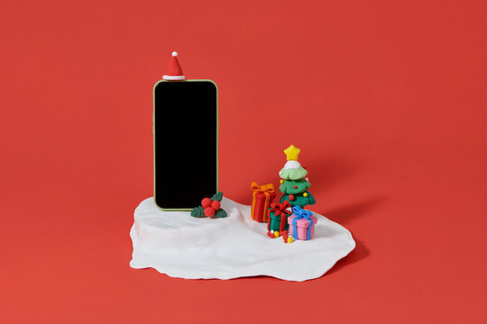 Mobile Phone with empty screen for holiday promotion and xmas sale
