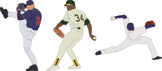 Pitcher Baseball Pose Vector Flat Illustration