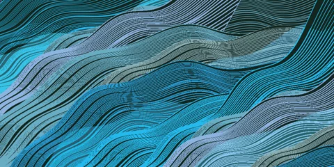 Schilderijen op glas 青　和柄　波　背景  © J BOY