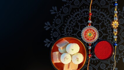 Raksha Bandhan Rakhi With Indian Sweets 3d render