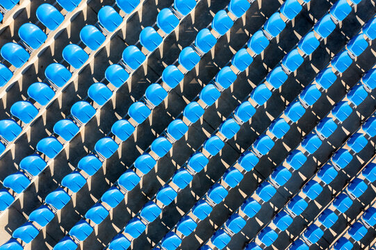 Empty blue seats in a stadium