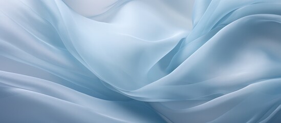 A detailed view of delicate white silk organza fabric, showcasing its intricate open weave texture against a blue background pattern. - obrazy, fototapety, plakaty