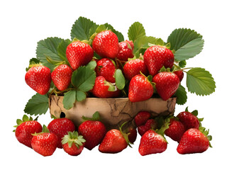  strawberries isolated on transparent background. Full depth of field