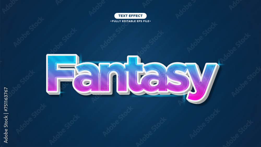 Poster fantasy futuristic 3d style vector text effect with editable font and text