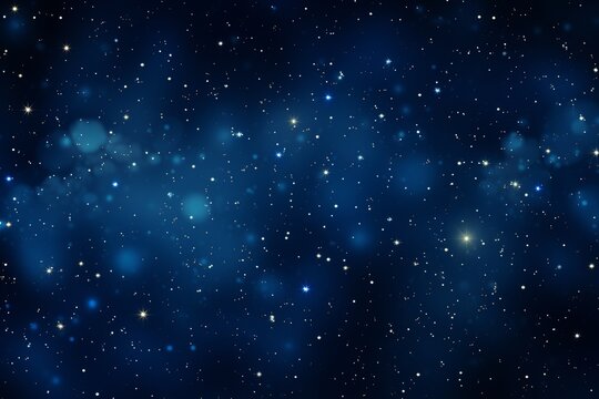 Galactic-Themed Backdrop with a Dark Blue Expanse and Twinkling Dots Resembling Distant Stars, Generative AI