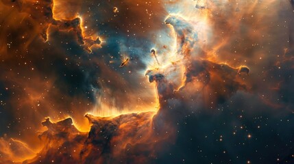 A space telescope capturing the birth of new stars in a nebula