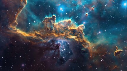 Obraz na płótnie Canvas A space telescope capturing the birth of new stars in a nebula