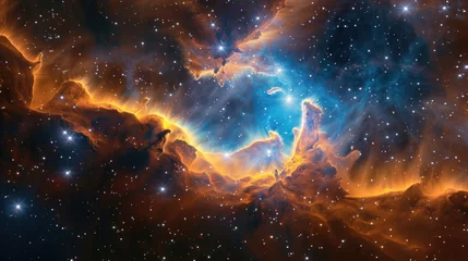 Papier Peint photo Lavable Univers A space telescope capturing the birth of new stars in a nebula