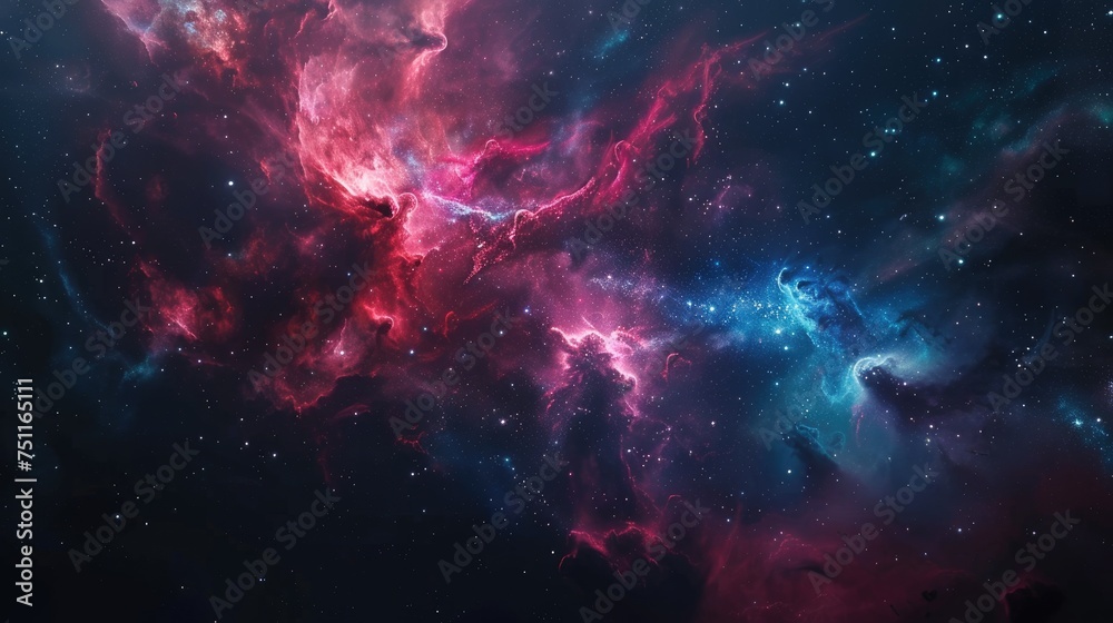 Wall mural view of a cosmic nebula from a spaceship traveling through deep space