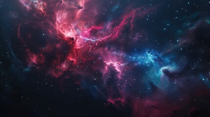 View of a cosmic nebula from a spaceship traveling through deep space