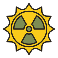 Fototapeta premium Radiation from Sun vector Space Nuclear Weapon colored icon or logo element