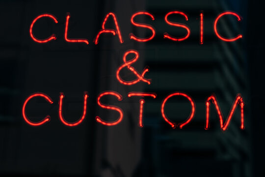 Neon text on the glass