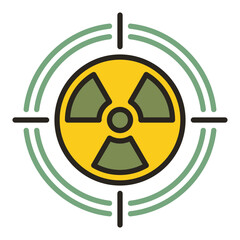 Fototapeta premium Radiation symbol inside Target vector colored icon
