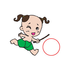 Cute cartoon Thai traditional vector illustration on white background