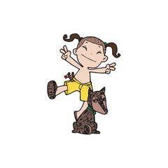 Cute cartoon Thai traditional vector illustration on white background