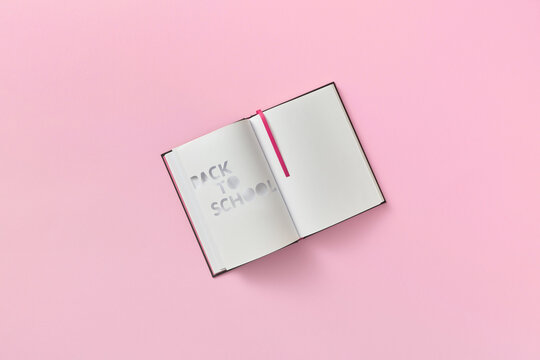 Notebook with cutout Back to school lettering.