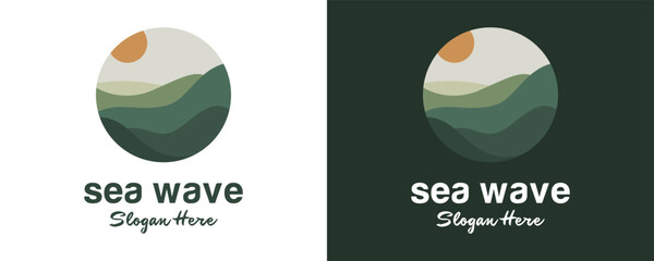 modern sea wave logo design vector