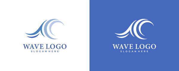 wave icon logo vector symbol minimal illustration design, ocean creative logo design - obrazy, fototapety, plakaty