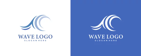 Foto op Canvas wave icon logo vector symbol minimal illustration design, ocean creative logo design © saturo