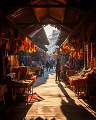 View of the street of Kathmandu in the evening