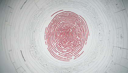Vector fingerprint print on red background isolated