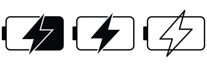 Battery level icons set. Battery charging indicator icon. Battery capacity charge icon. Power symbol modern, simple, vector, icon for website design, mobile app, ui. Vector illustration. Eps file 77.