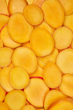 Bright summer background with sliced mango.