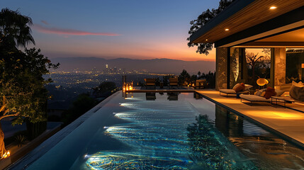 Magical Sunset from a Luxurious Pool