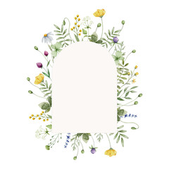 Arch Shape Wildflower Frame - obrazy, fototapety, plakaty