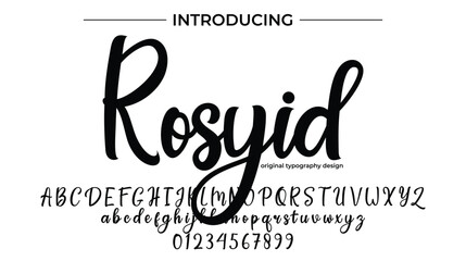 Rosyid Font Stylish brush painted an uppercase vector letters, alphabet, typeface