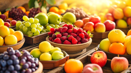 Assorted Fruits in Baskets