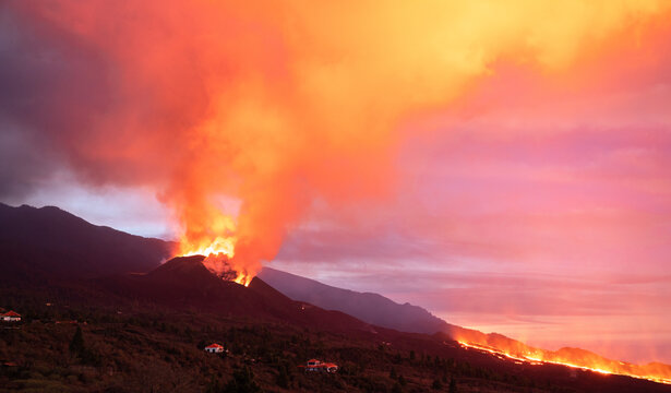 Active volcano erupted