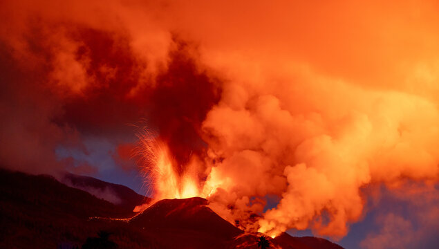 Active volcano erupted