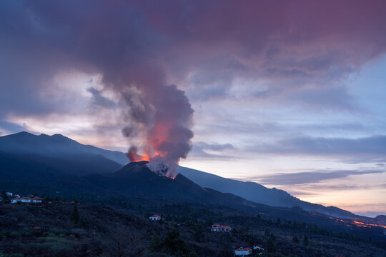 Active volcano erupted