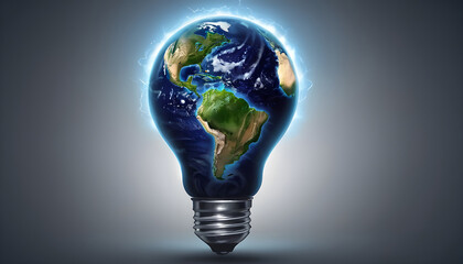 the earth inside a light bulb concept