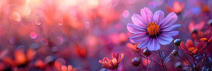 Foto op Canvas Beautiful Cosmos Flowers Blooming Garden, HD, Background Wallpaper, Desktop Wallpaper © Moon Art Pic