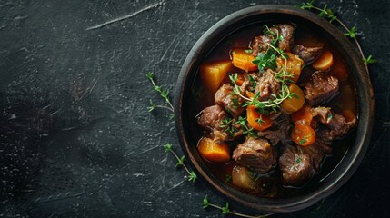 lamb stew meat cut, ultra define and real, with focus on texture, product visual view, flat lay view, dark and moody, minimalist background , radiating health and nourishment 
 - obrazy, fototapety, plakaty