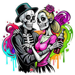 Draw Skeleton Lovers Let The Color be Black (12)